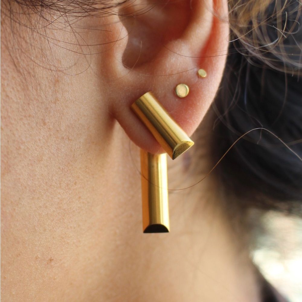18k gold plated over stainless steel modern unique stud earrings